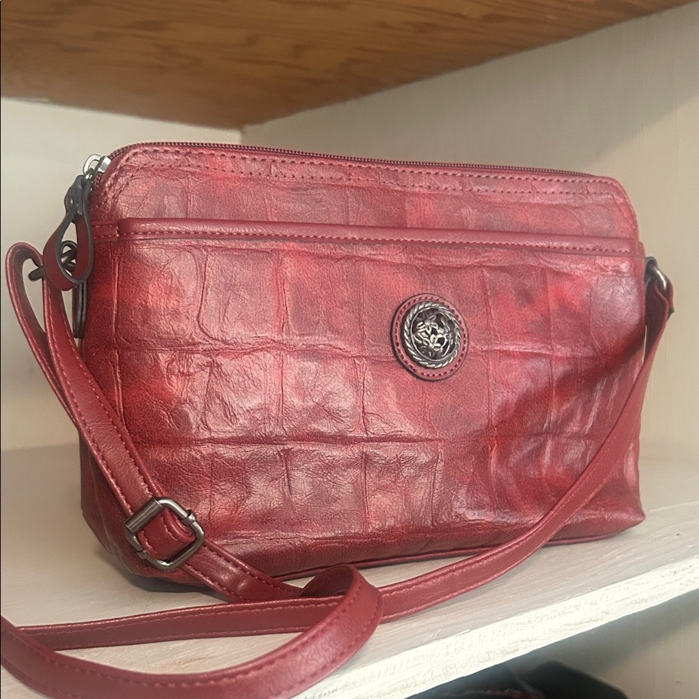 Red Leather Crossbody Bag - Classic Women's Shoulder Bag